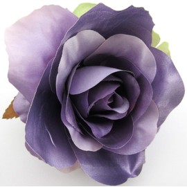 4 1/2 inch Shiny Lavender Rose Poly Silk Flower Hair Clip