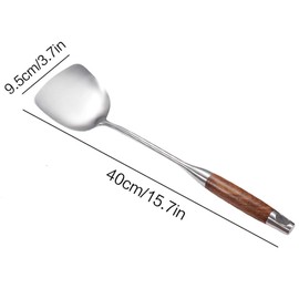 AOOSY Wok Spatula, 18/10 Stainless Steel Professional Wok Spatula Turner with Heat Resistant Wooden Handle, Kitchen Utensil Cooking Shovel Scoop Ladle for Daily Cooking Use, 15.31 Inches