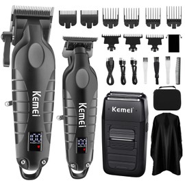 KEMEI Professional Cordless Hair Clippers, Hair Trimmer, Electric Beard Shaver Set for Men, Electric Barber Clipper Beard Trimmer, Rechargeable Fade Clipper Haircutting Kit, KM-2290, KM-2293, KM-1102
