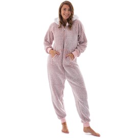The Big Softy - Adult Onesie Pajamas for Women, Teddy Fleece Womens Onesie Pajamas, Fuzzy Pajama Onesies for Women, Teens PJs (X-Large, Pink)