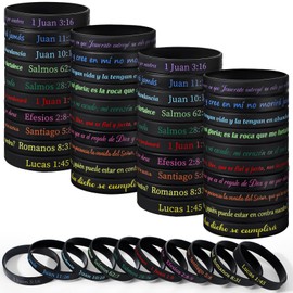 Skylety 60 Pcs Spanish Bible Verse Bracelets Motivational Rubber Wristbands Silicone Christian Wristbands with Inspirational Quote for Women Men Teen Gifts, 10 Styles