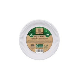Tessera Bio Products QXR18RFSC Round Paper Plates, FSC Certified, White, 18 cm Diameter, Pack of 10
