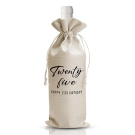 25th Birthday Wine Bag 25 Years Old Happy Birthday Party Gift Idea for Birth Day Anniversary Funny Wine Bag 25th Gifts for Friend