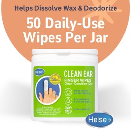 Helse Ear Cleaning Finger Glove - Human Ear Brush - Safely Remove Earwax, Sweat, Oil & Dirt Around, Behind & Inside Ears - Gentle Soft Earlobe Cleaner Wipes for Babies, Adults & Pets (50 Count)