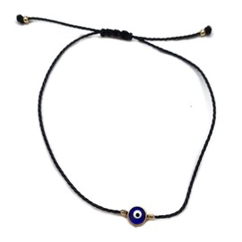 MYSTIC JEWELS by Dalia - Red Thread Bracelet - Blue Turkish Eye Turning for Good Luck, Enamel