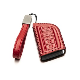 Vitodeco Genuine Leather Smart Key Fob Case with Leather Key Strap Compatible for Acura MDX, RDX, ADX, TLX, INTEGRA - 4-Button, Red