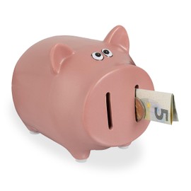 Relaxdays Piggy Bank with Opening Dolomite Money Box Children & Adults H x W x D: 12.5 x 12 x 14 cm Pink