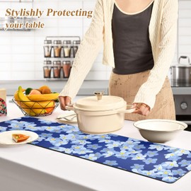 Table Runner Trivet Heat Resistant Mat Pad Waterproof Non Slip Long Decorative Countertop Protector for Kitchen Dining Table 39x12In Flowers