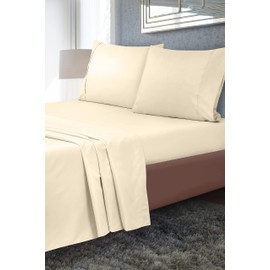 Royale Linens 2 Pack Bulk Flat Sheet Set - Top Sheets - Soft 1800 Microfiber - Stain Resistant - for Hotel, Massage Table, Hospital, Dorm - California King Flat Sheet Sold Separately (King Cal, Sand)