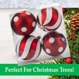 VFM - Red & White 9cm Baubles Candy Cane (4 Pack) - Christmas Tree Decorations