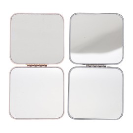 OATIPHO 2pcs Foldable Makeup Mirrors Handheld Metal Compact for Purse Portable Lightweight Chrome Rose Gold for Travel Home Office Touchups