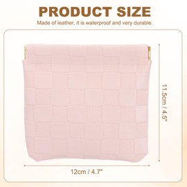 PATIKIL Small Snap Closure Pouches for Purse, 4.5"x4.7" Mini Waterproof Leather Checkered Makeup Bag Portable No Zipper Self-Closing Travel Pocket Organizer Pouch Cosmetic Bag, Pink