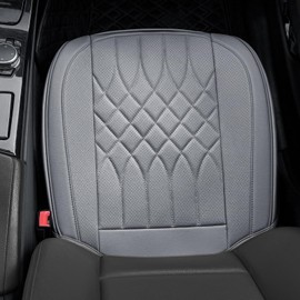 BOPUOVRE 1-Pack Leather Front Car Seat Covers - Bottom Car Seat Covers Fully Wrapped, Non-Slip and Waterproof, Fits Most Vehicles Gray