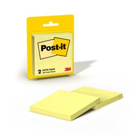 Post-it Notes, 3 in x 3 in, 2 Lined Sticky Notes Pads, 100 Sheets per Pad, The Iconic Canary Yellow Note, New Year Organization or Second Semester School Supplies