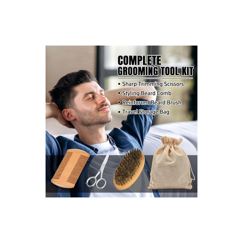 Kit de alisador de barba para hombres, kit de crecimiento