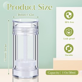 Teenyyou 50 Pcs 30 ml Empty Deodorant Containers Twistup Filling Stick Plastic Deodorant Container Refillable Bottles Bottomfill Round Lip Balm Tubes Cylinder for Homemade DIY Lip Balm (Clear)