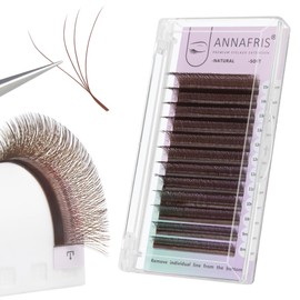 ANNAFRIS Eyelash Extension, 4D W Brown 0.07 C 9-13 mm, Premade Fan, Ready-to-Use Fan Eyelash Extension, 4D Russian Volume Eyelash Extension (4D, Brown, 0.07C, 9-13 mm)