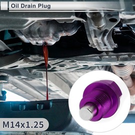 RATCHROLL 1 Set Universal Oil Drain Plug Anti Leakage Oil Pan Drain Bolt Screw Thread Repair with Gasket Magnetic Purple Aluminum Alloy Copper M14x1.25