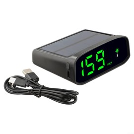 Solar Powered Head Up Display GPS Digital Car Speedometer with Intelligent Light Sensing HUD High Definition LED Adjustable Color for Day and Night Compass Function