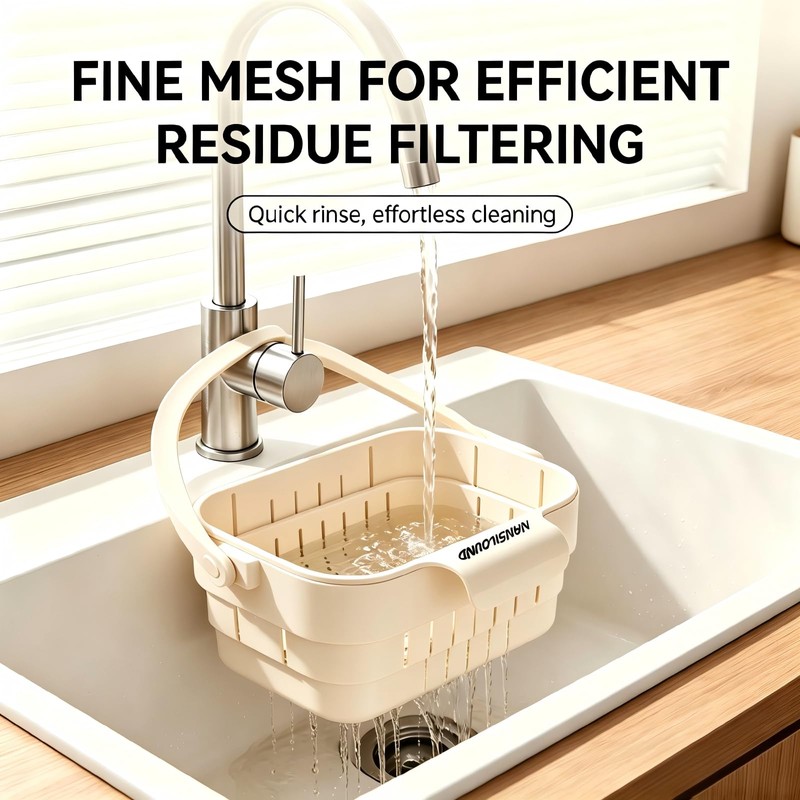 Foldable Hanging Sink Drain Basket for Kitchen (White)