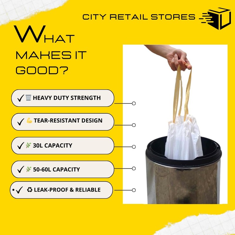 Citystores® 30L Heavy Duty Bin Liner Bags | Strong Rubbish