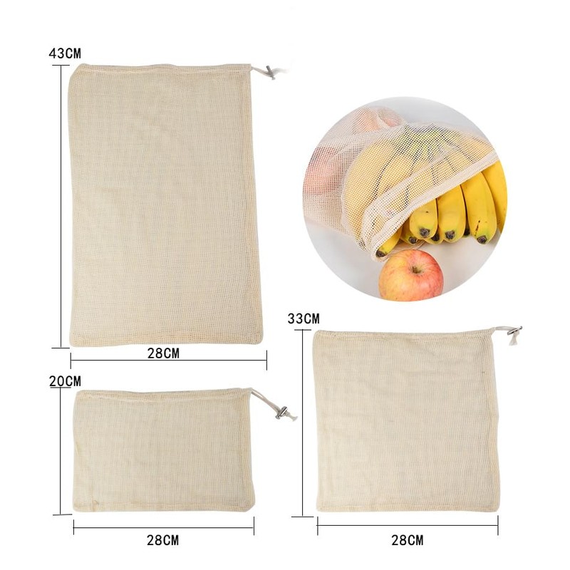 ZONADA Set of 9 Biodegradable Cotton Fruit & Veggie Mesh