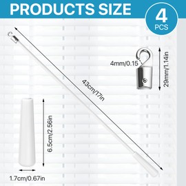 Lainballow 4 Pcs 17 Inches Blinds Wand Replacement, Blind Tilt Wand with Hook and Handle, Fiberglass Window Blind Wand for Windows, Curtain Shades, Venetian Blinds(White)