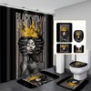 4Pcs Black Praying Queen Shower Curtain Set with Hooks, Inspirational