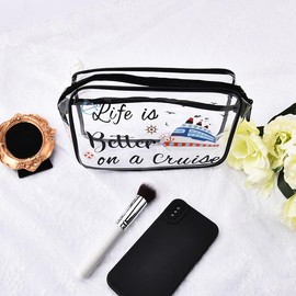 Clear PVC Travel Bag for Women Girls Waterproof Toiletry Organizer for Mom Wifey Vocation Birthday Gifts for Female Friend Girlfriend Summer Sunscreen Bag Cruise Lover Gift
