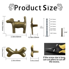 Adorable Golden Retriever + Dog Bone Cabinet Knobs, 6Pcs Bronze Dog Drawer Pull, Fun Pet Handles for Puppy-Themed Dresser Closet Cupboard Wardrobe Bathroom Kitchen(Zinc Alloy)