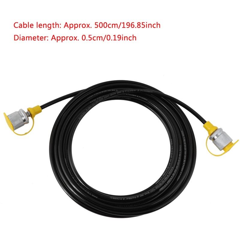 Fayelume 1PCS 64MPa Hydraulic Hose, 5.0M/16.4FT M16-M16 Black Fluid Hydraulic