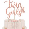 Decoración para tartas de bebé con purpurina en oro rosa,