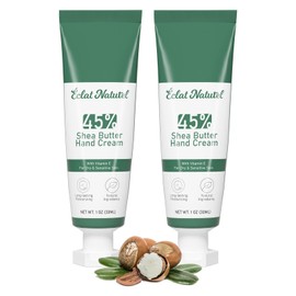 ÉCLAT NATUREL Shea Butter Hand Cream, with Vitamin E and 45% Shea Butter Hand Moisturizer, Deep Moisturizing Cream for Dry Hands, Mini Travel Size Hand Lotion Set, 1 Fl Oz (Pack of 2)