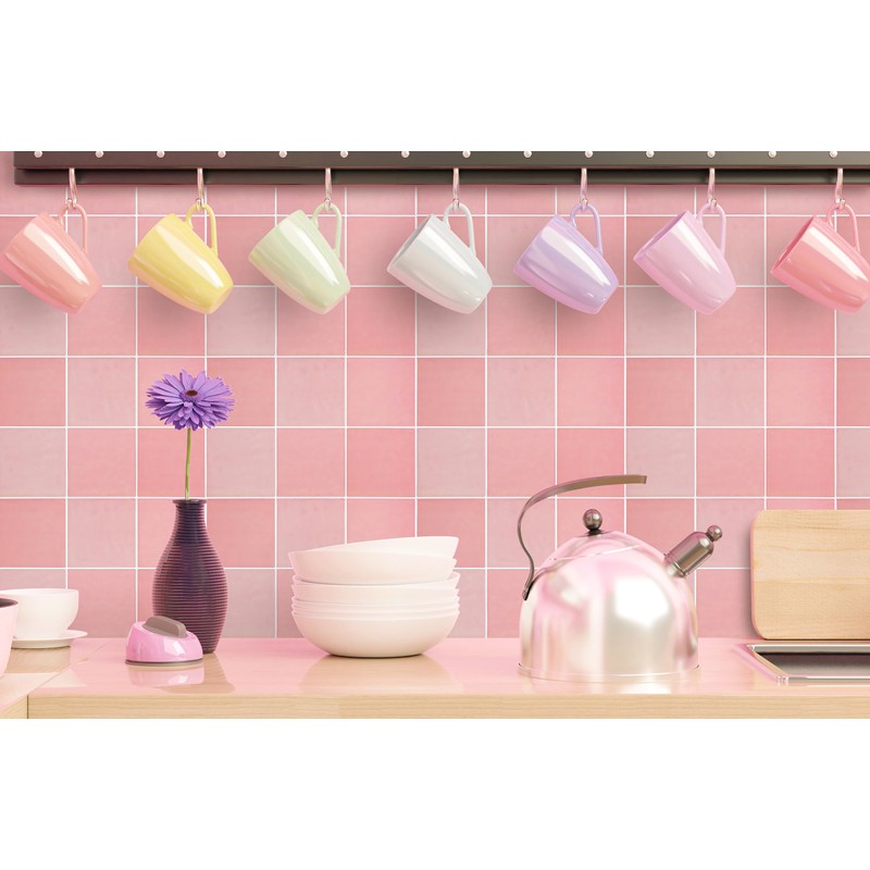 Pink Peel & Stick Backsplash - Self Adhesive Square Tiles