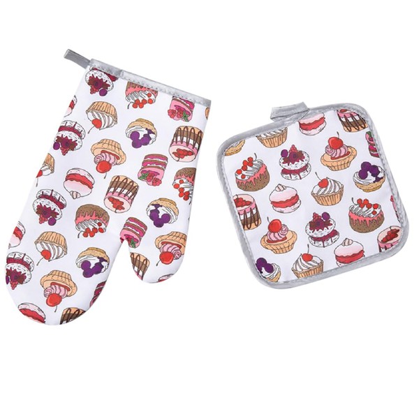 Cupcakes Cakes Oven Mitts and Pot Holders Sets, Heat Resistant