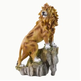 Majestic Lion on Mountain Peak Statue Resin Brown Lion Figurine for Home DecorColor: Brown, Size: One Size