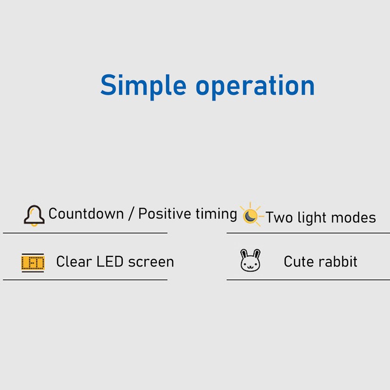 Kids Timer Night Light Cute Cartoon Rabbit Digital Countdown Timer
