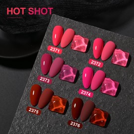 GAOY Red Hot Pink Gel Nail Polish Set, 6 Colors Neon Soak Off UV Light Cure Gel Polish Kit for Salon and Nail Art DIY at Home