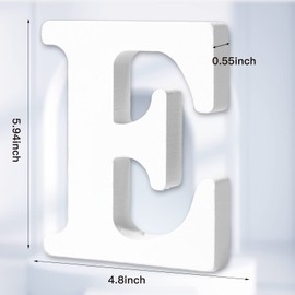 AOCEAN 6 Inch White Wood Letters Unfinished Wood Letters for Wall MAGA Decorative Standing Letters Slices Sign Board Decoration for Craft Home Party Projects (E)