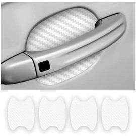 4PCS Car Door Handle Protector Sticker, Universal Carbon Fiber Anti-Scratches Auto Door Handle Protective Film, Car Door Side Paint Cover Guard Stickers Fit for Most Car Handles (White)