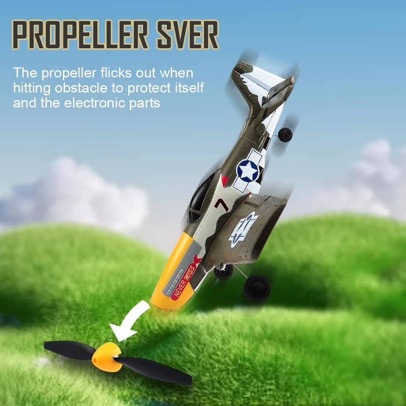 ANTSIR P51 RC Plane for Adults Kids, 4 Channel Remote