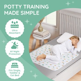 Potty Training Bed Pad, Mattress Protector for 100% Night Time Waterproof Protection|Safari|Lifesaver for Mattress Whilst Night Time Toilet Training|Easy To Wash & Dry|Fits Toddler & Single Size Bed