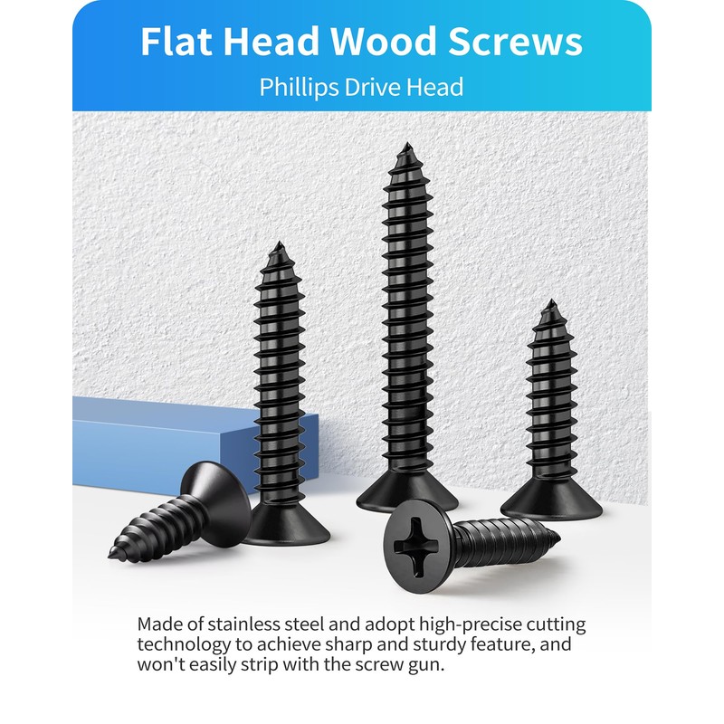 DIVANC 550Pcs 304 Stainless Steel Wood Screws Assortment Kit, Phillips