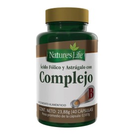 Suplemento Alimenticio Astrágalo Con Complejo B Y Ácido Fólico 40 Capsulas Nature´s Life