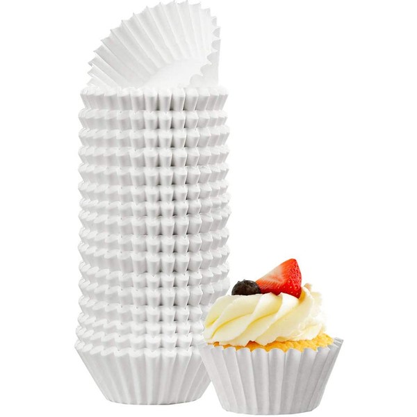 LotFancy 500pc White Cupcake Liners, Mini Muffin Liners, Small Cupcake Wrappers, Greaseproof Cupcake Paper Baking Cups for Birthday, Holidays, No Smell, Bottom 1.25 inch Width