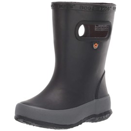 BOGS Kids Skipper Waterproof Rain Boot, Solid Black, 4 Toddler