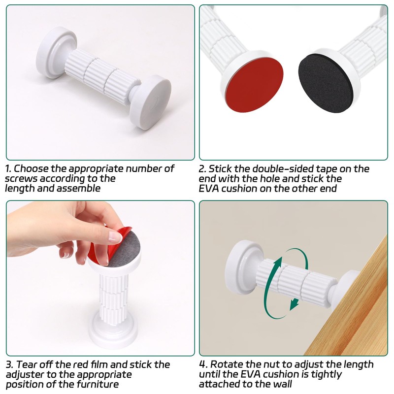 BEASAFY Pack of 4 Bed Spacers Wall, 40-115 mm Adjustable
