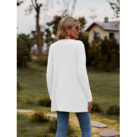 Witsmile Womens Fall Fashion 2024 Casual Lightweight Knit Sweater Cardigan Long Sleeve Button Down Loose Outwear(White, Small)