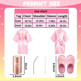 kedaijin Flower Girl Gifts Set Include Satin Spa Robe Flower Girl Tumbler and Slippers Flower Girl Proposal Gifts for Wedding Engagement Party Supply (Size 6)