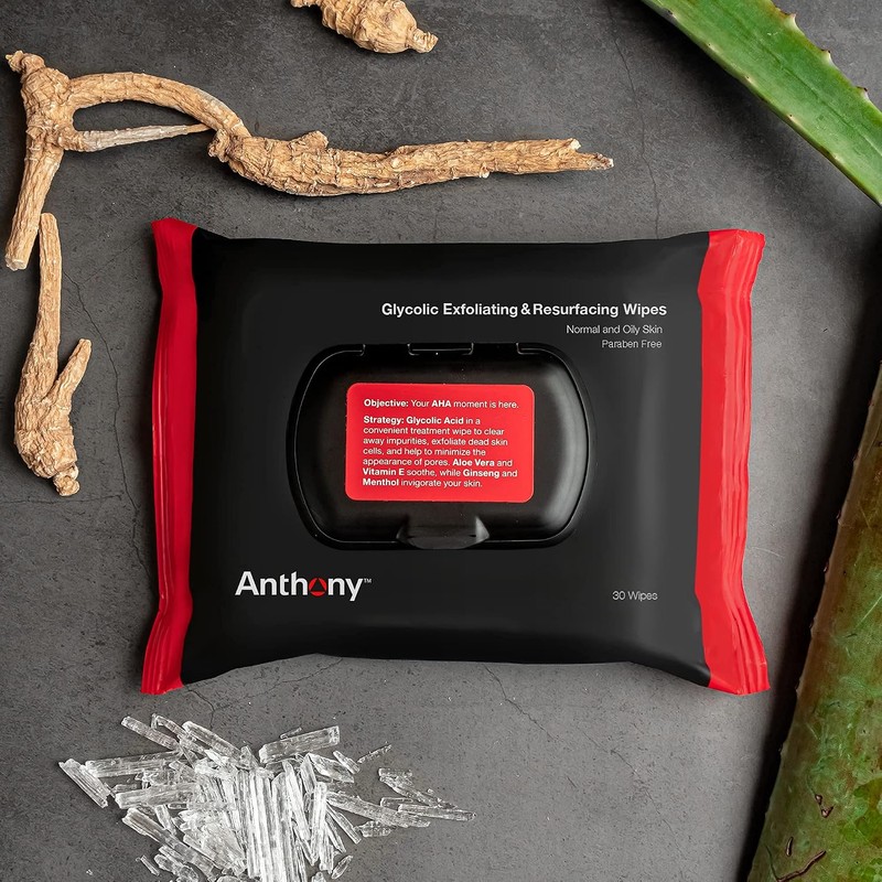 Anthony Glycolic Exfoliating and Resurfacing Wipes, 30 Wipes